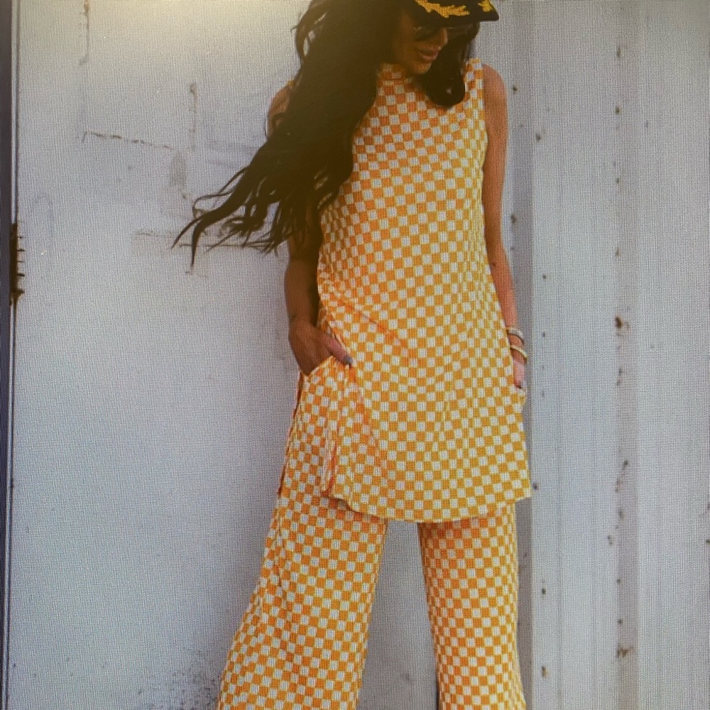 Dressed in Lala - Gigi Sleeveless Ribbed Playsuit in Sunshine Check. NWOT